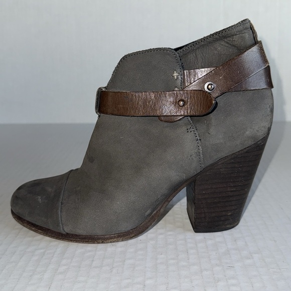 Rag & Bone Harrow Gray With Brown Strap Leather Bootie - Picture 2 of 9